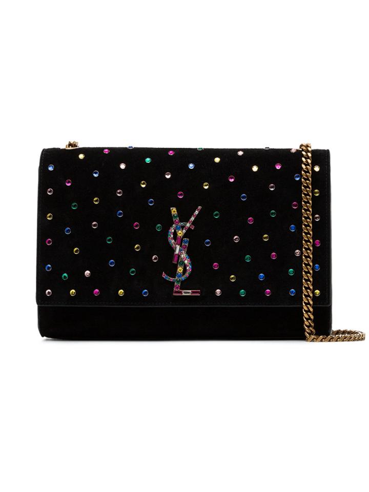 Saint Laurent Black Kate Jewel Studded Suede Bag