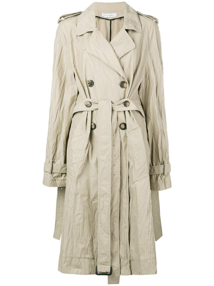 Jw Anderson Crinkled Trenchcoat - Nude & Neutrals