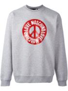 Love Moschino Logo Print Sweatshirt, Men's, Size: Small, Grey, Cotton/polyester