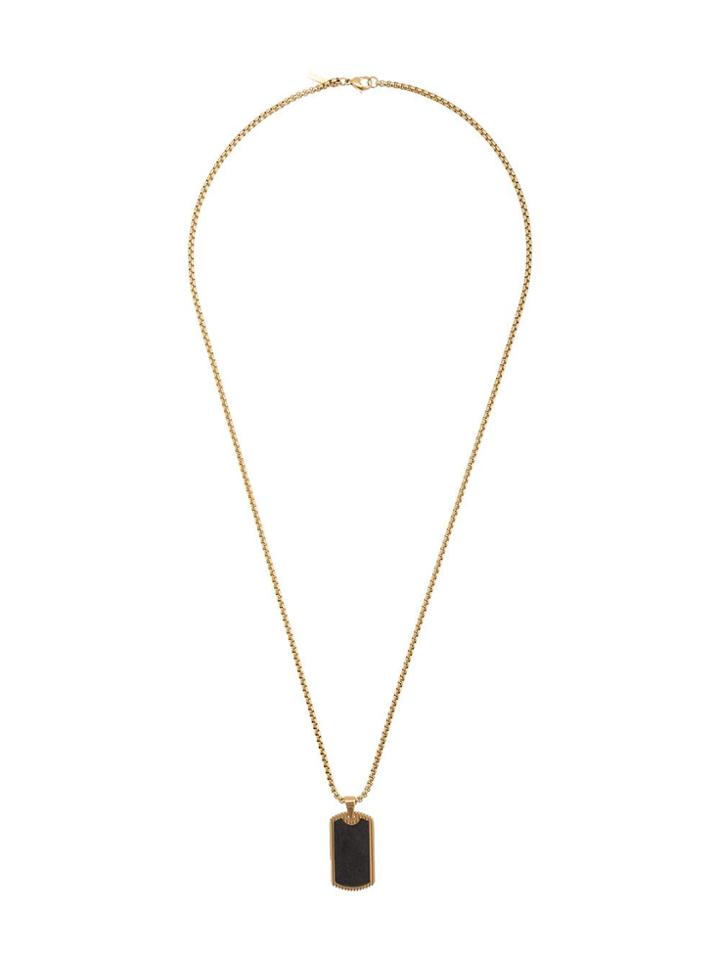 Nialaya Jewelry Forged Carbon Dog Tag Necklace - Gold