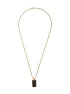 Nialaya Jewelry Forged Carbon Dog Tag Necklace - Gold