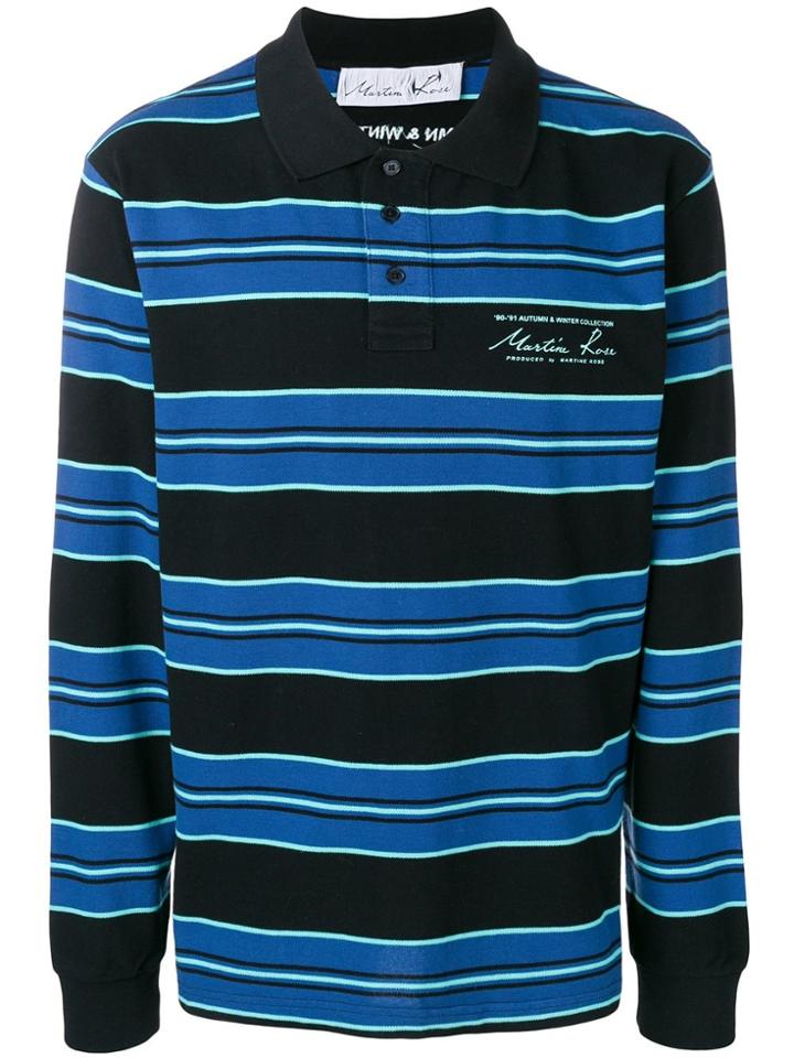 Martine Rose Striped Polo Shirt - Black