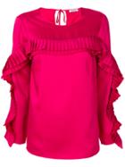 P.a.r.o.s.h. 3d Pleated Panel Top - Pink & Purple