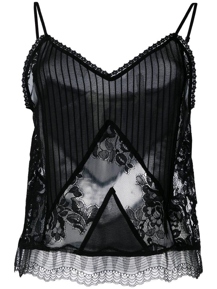 Mcq Alexander Mcqueen Lace Camisole Top, Women's, Size: 42, Black, Cotton/polyamide/polyester