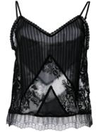 Mcq Alexander Mcqueen Lace Camisole Top, Women's, Size: 42, Black, Cotton/polyamide/polyester