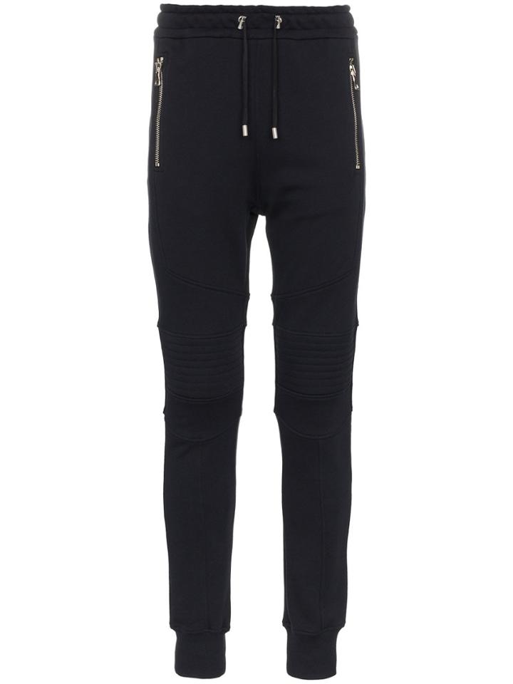 Balmain Biker Cotton Sweat Pants - Blue