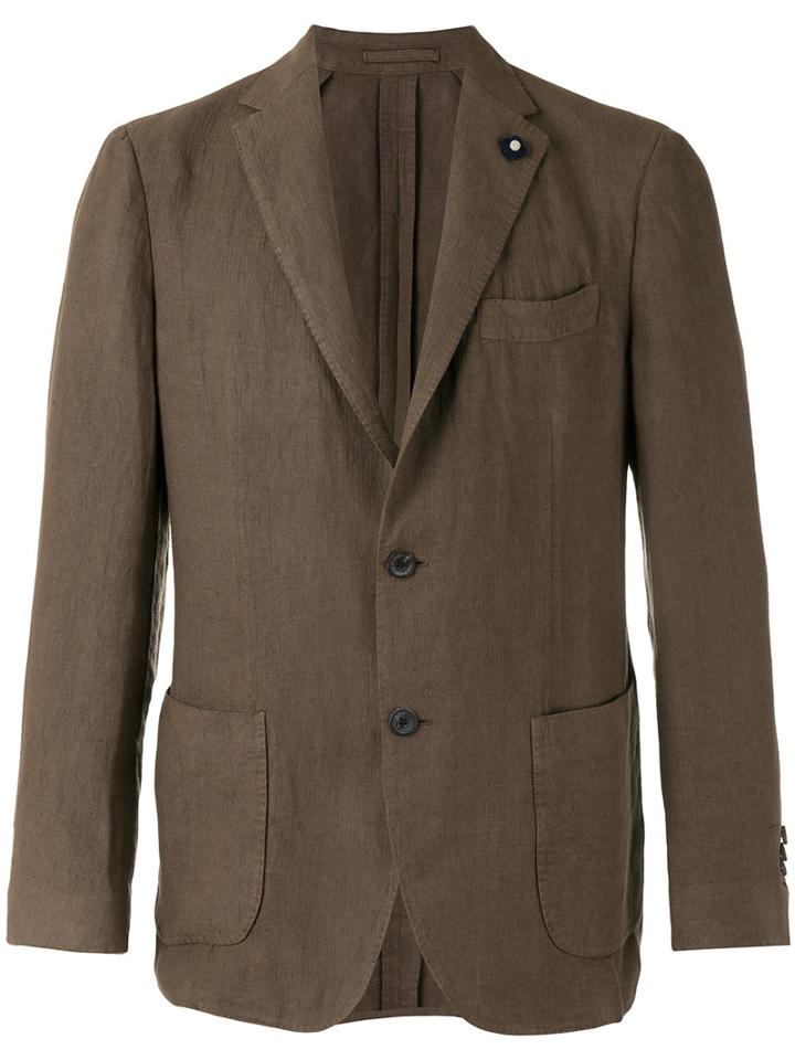 Lardini Casual Blazer, Men's, Size: 54, Brown, Hemp