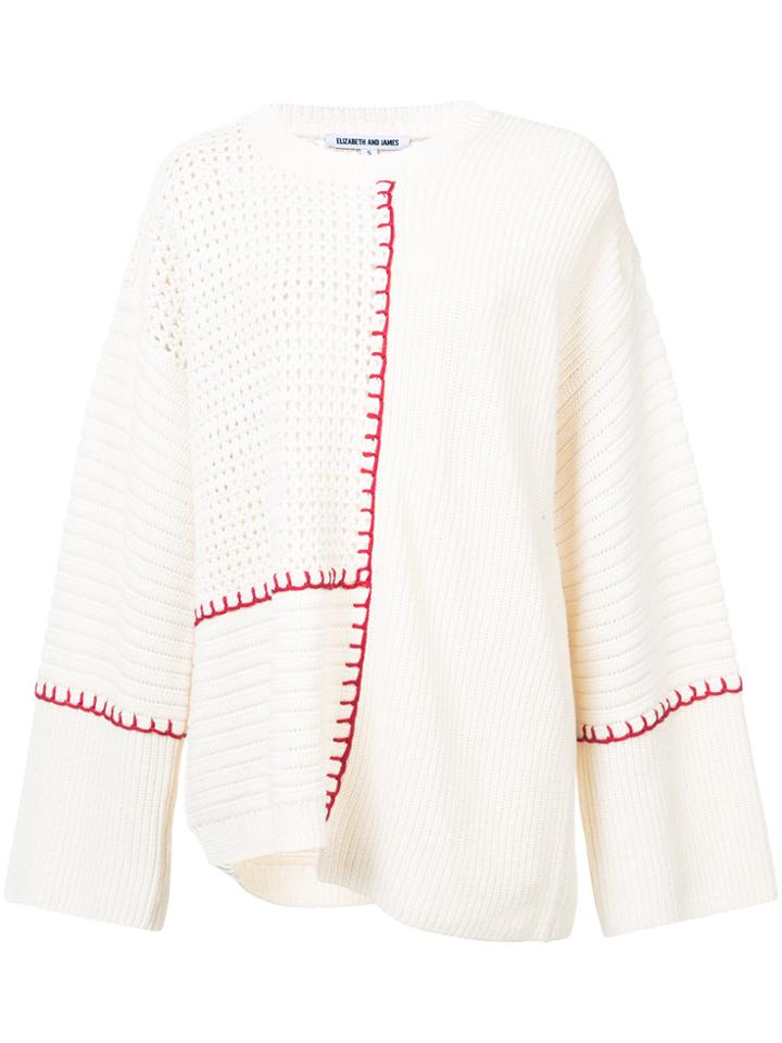 Elizabeth And James Contrast Long-sleeve Sweater - White