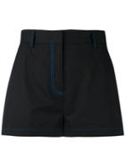Msgm Stitched Detail Shorts, Women's, Size: 44, Black, Cotton