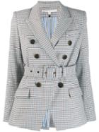 Veronica Beard Checked Double-breasted Blazer - White
