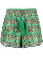 Etro - Paisley Print Shorts - Women - Silk/polyester/acetate - 40, Green, Silk/polyester/acetate