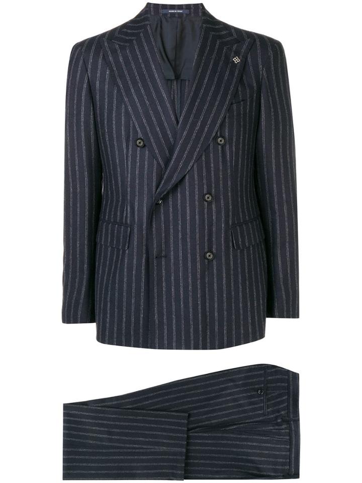 Tagliatore Striped Formal Suit - Blue