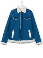 Une Fille Faux Shearling Trim Denim Jacket, Girl's, Size: 16 Yrs, Blue