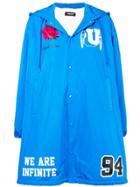 Undercover Logo Zipped Parka Coat - Blue