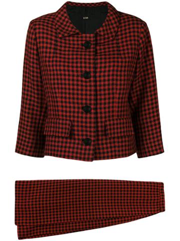 Balenciaga Vintage 1960 Houndstooth Skirt Suit - Red