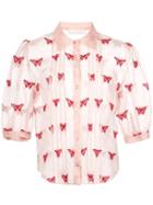 Fleur Du Mal Sheer Embroidered Blouse - Pink