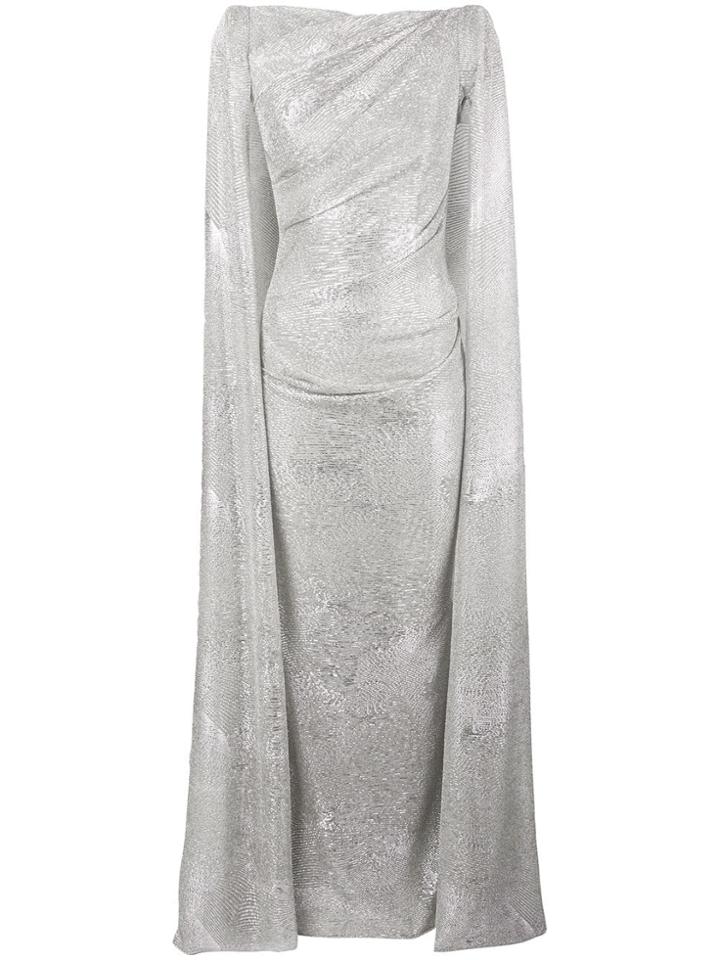 Talbot Runhof Metallic Cape Gown