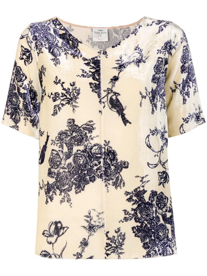 Forte Forte Floral Bird Print Top - Nude & Neutrals