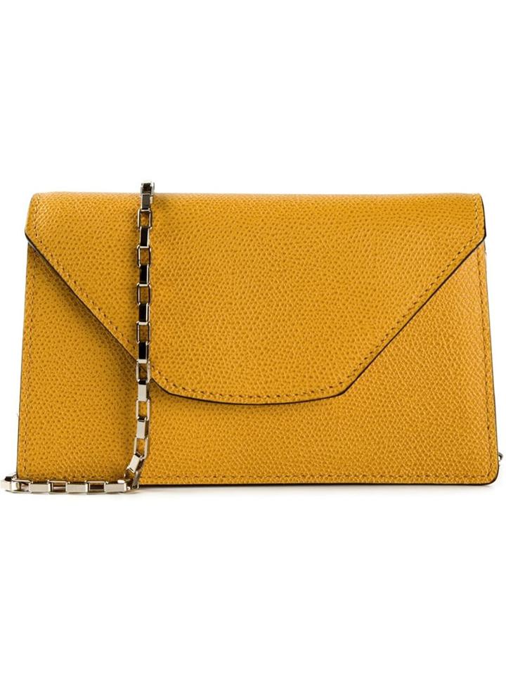 Valextra - Mini 'isis Chain' Crossbody Bag - Women - Calf Leather - One Size, Yellow/orange, Calf Leather