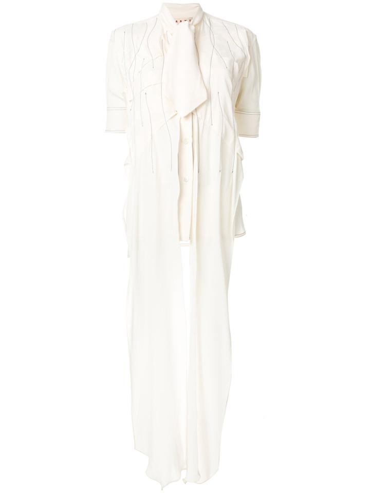 Marni Pleated Overstitched Shirt - Nude & Neutrals