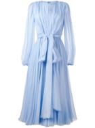 Dolce & Gabbana Pleated Bow Dress, Women's, Size: 42, Blue, Silk/cotton/nylon