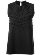 Sara Lanzi - Frill Detail Top - Women - Cotton - S, Women's, Black, Cotton