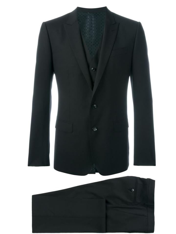 Dolce & Gabbana Three Piece Suit, Men's, Size: 52, Brown, Spandex/elastane/acetate/cupro/virgin Wool