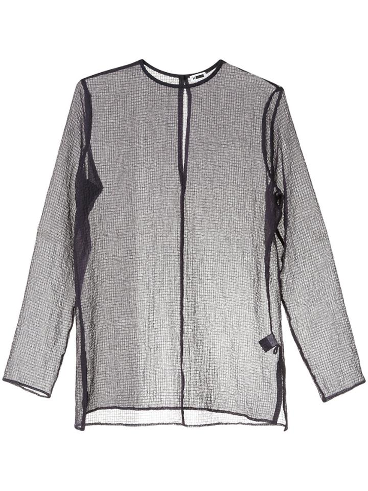H Beauty & Youth Sheer Shift Top - Blue