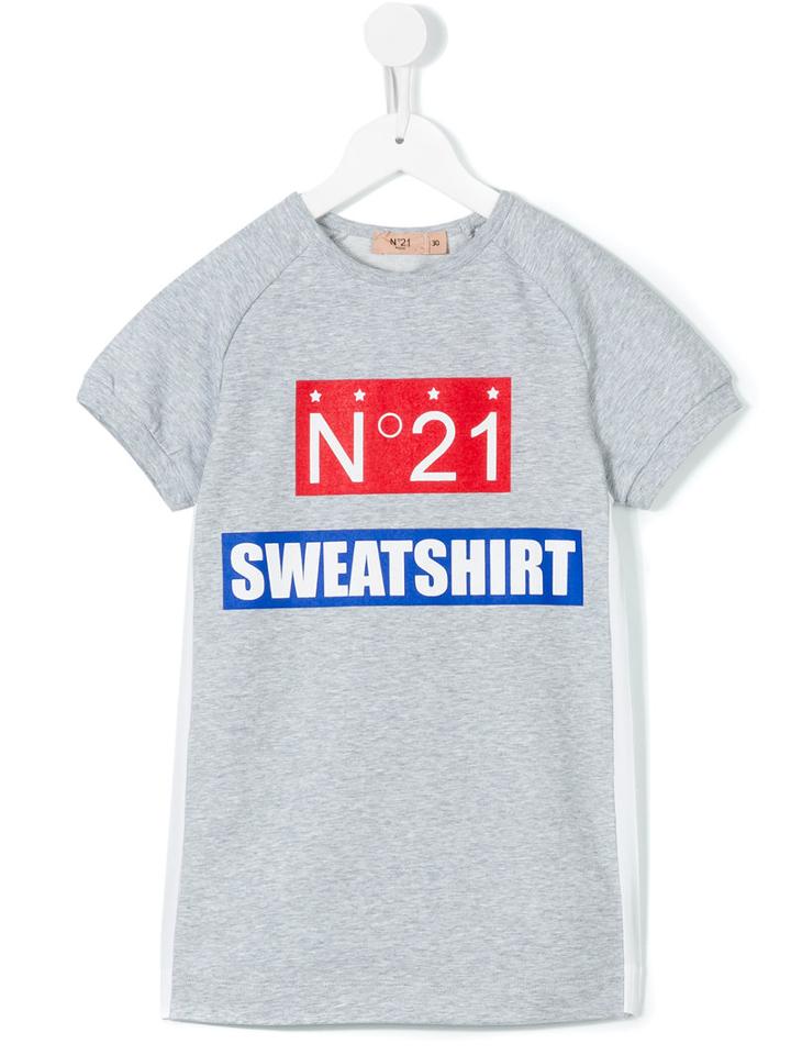 No21 Kids - Logo Print T-shirt Dress - Kids - Silk/cotton/spandex/elastane/acetate - 4 Yrs, Toddler Girl's, Grey