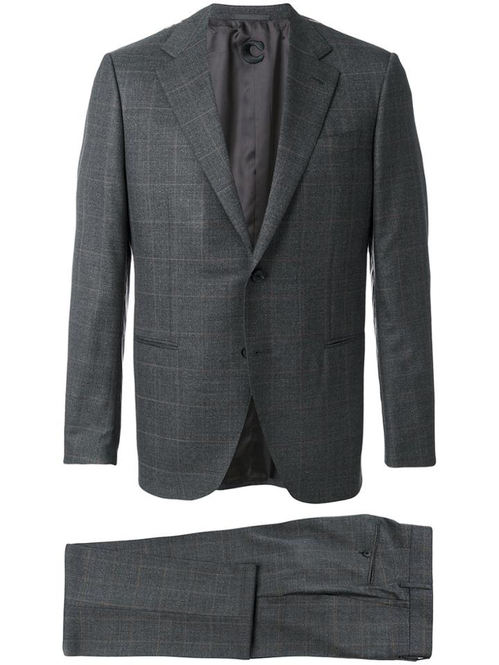 Caruso Checked Suit - Grey