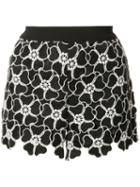 Alice+olivia Floral Macrame Shorts, Women's, Size: 6, Black, Polyester/spandex/elastane