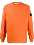 Stone Island Logo Embroidered Sweatshirt - Orange