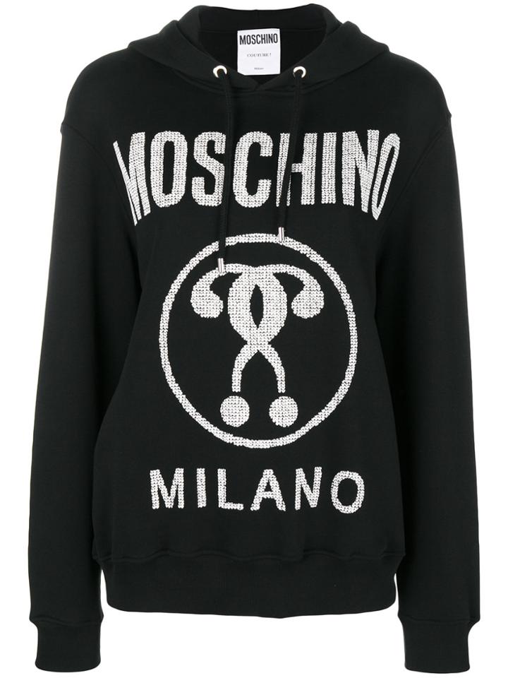 Moschino Logo Print Hoodie - Black