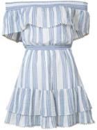 Love Shack Fancy Off Shoulder Striped Dress, Women's, Size: 0, White, Cotton/lurex