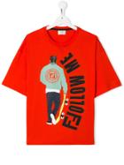 Fendi Kids Graphic Print T-shirt - Orange