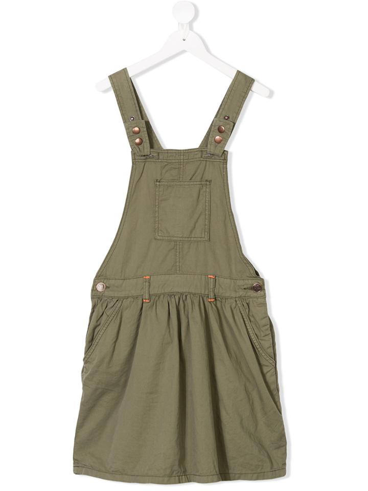 American Outfitters Kids Teen Contrast-stitch Pinafore Dress - Green