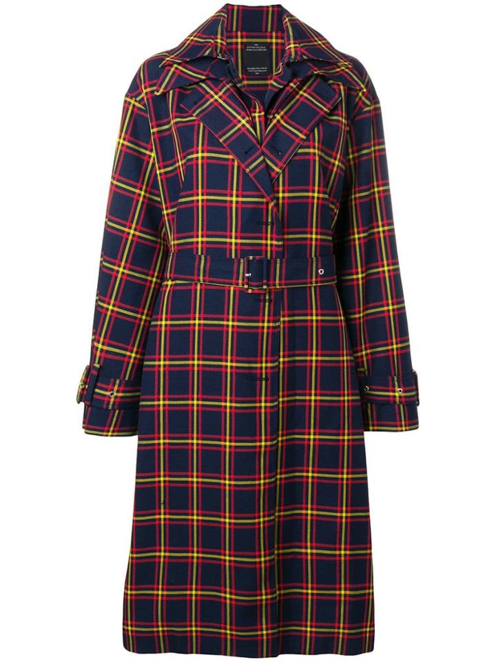 Rokh Tartan Trench Coat - Blue
