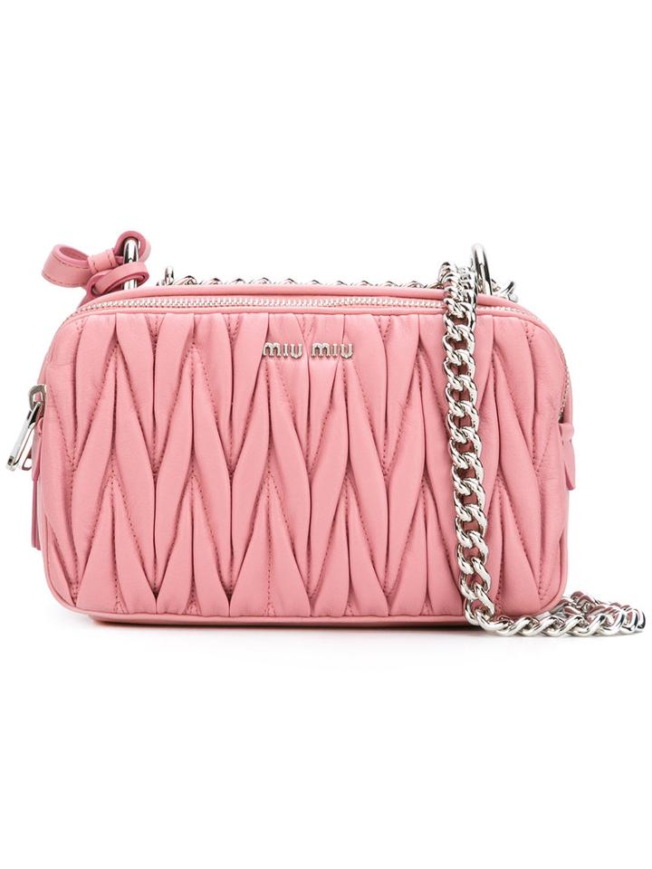 Miu Miu Quilted Shoulder Bag, Women's, Pink/purple, Leather