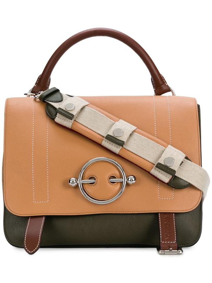 Jw Anderson Disc Satchel Foldover Tote - Nude & Neutrals
