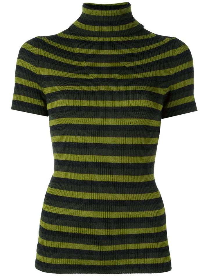 P.a.r.o.s.h. Striped Knit T-shirt, Women's, Size: Xs, Green, Acrylic/wool