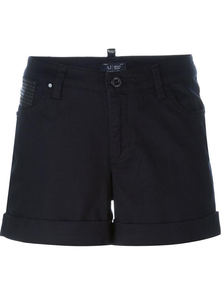 Armani Jeans Cuffed Shorts, Women's, Size: 25, Blue, Cotton/spandex/elastane