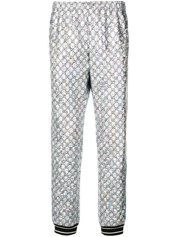 Gucci Sparkling Gg Track Trousers - Silver