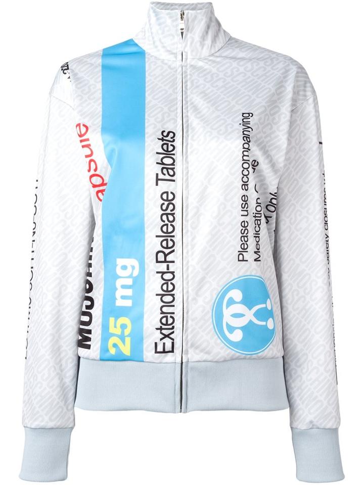 Moschino Pill Packet Track Jacket, Women's, Size: 40, Grey, Polyester