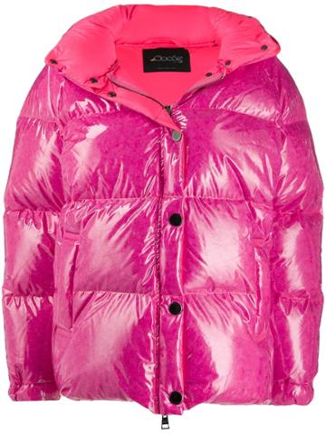 Goose Tech Patent Hooded Padded Jacket - Pink