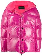 Goose Tech Patent Hooded Padded Jacket - Pink