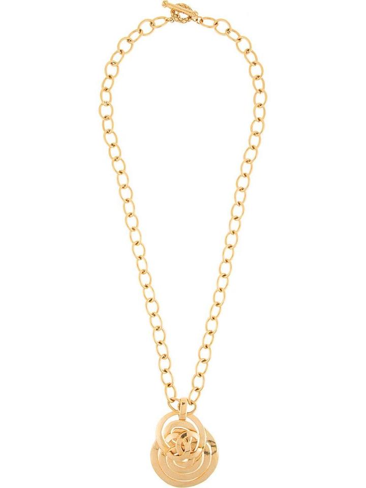 Chanel Pre-owned Layered Logo Medallion Necklace - Metallic