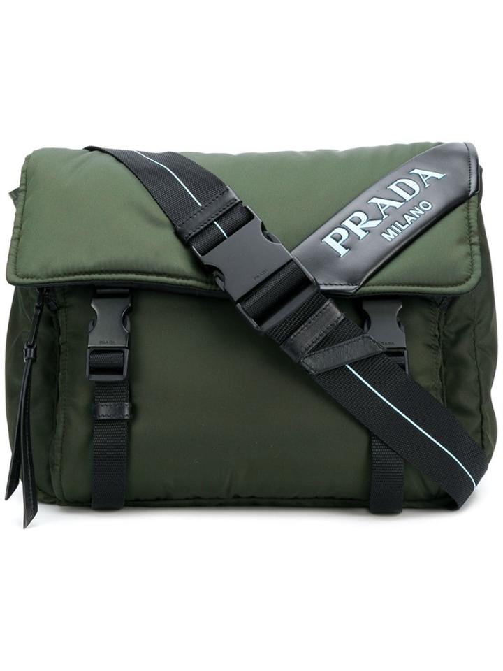 Prada Logo Patch Shoulder Bag - Green