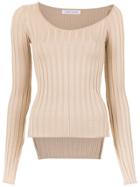 Gloria Coelho Asymmetric Neck Knit Top - Nude & Neutrals
