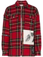 Palm Angels Contrast Patch Zip-up Shirt Jacket - Red