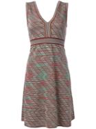 M Missoni Ribbed Patterned Shift Dress, Women's, Size: 44, Green, Cotton/polyamide/viscose/metallic Fibre